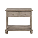 Gray Oak Finish Transitional Bedroom Furniture Nightstand, 2 Drawers, Open Shelf