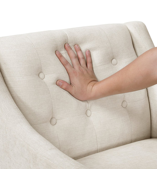 English Elm Contemporary Button-Tufted Accent Chair with Plush Fabric, Curved Arms and Solid Wood Legs for Living Beige 26.5 L x 28.5 W x 22.5 H B011P281833