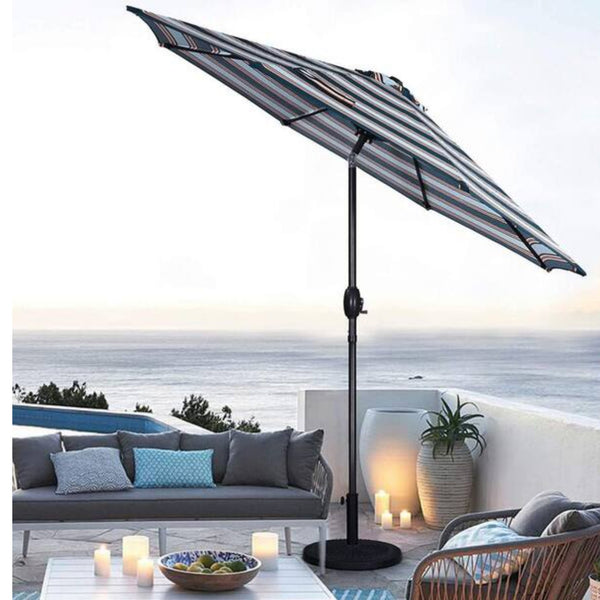 English Elm 9 Ft Striped Outdoor Patio Umbrella with Crank Tilt Aluminum Pole Uv Protection B082P454949