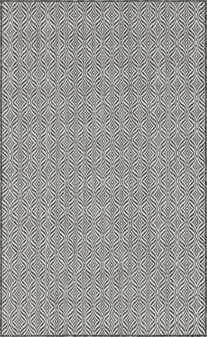 Unique Loom Outdoor Trellis Deco Trellis Machine Made Trellis Rug Charcoal, Gray/Ivory 5' 3" x 8' 0"