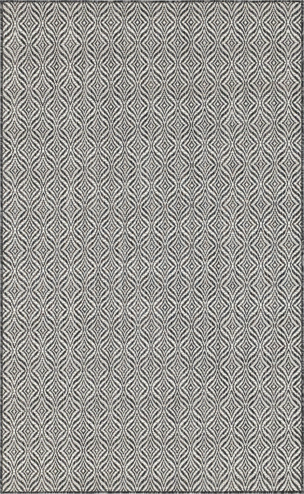 Unique Loom Outdoor Trellis Deco Trellis Machine Made Trellis Rug Charcoal, Gray/Ivory 5' 3" x 8' 0"