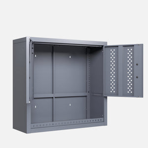 English Elm Metal Wall Mounted Cabinet Gray Powder Coated Floating Storage for Garage Workshop W396P305780