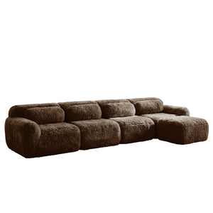 English Elm L-shaped Modular Plush Sectional Sofa with Cloud Foam Cushions for Cozy Living Spaces Chocolate W714S01545