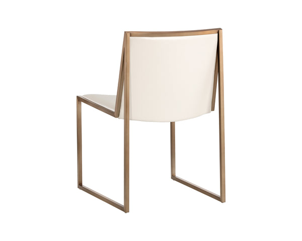 Sunpan Blair Dining Chair Set - Chic Antique Brass Frame with Luxurious Smooth Leather for Modern Spaces Castillo Cream