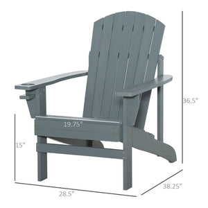English Elm Outsunny Weather-Resistant Adirondack Chair With Cup Holder For Ultimate Outdoor Comfort & Style W2225P174071-GIGA