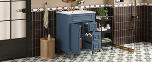 English Elm 24" French Inspired Bathroom Vanity with Ceramic Basin Soft Close Cabinet and 2 Drawers N710P318989C