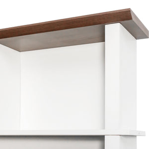 English Elm Farmhouse Hall Tree Entryway Organizer with Bench 16 Compartments and 6 Coat Hooks N721S000064K
