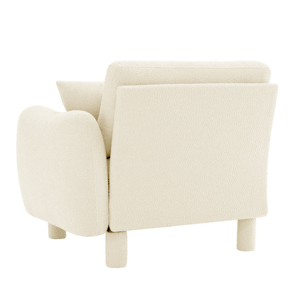 English Elm Lucas Boucle Upholstered Sofa with Curved Arms and Toss Pillows for Modern Living W3041P337282
