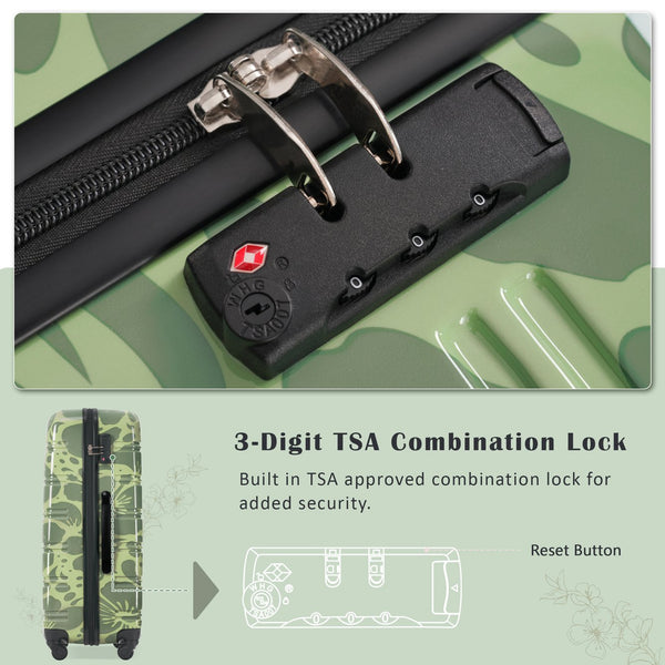 English Elm Hardshell Polycarbonate Luggage Set Three Piece Tsa Lock Spinner Travel Suitcases Green N732P306618F