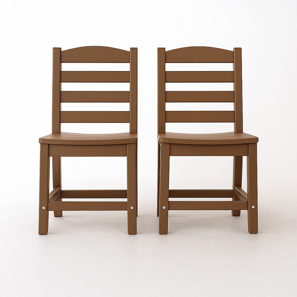 English Elm Brown Armless Outdoor Chairs Set of 2 - 100% Recycled HDPE, Weatherproof, Low Maintenance, Customizable W3566P342724