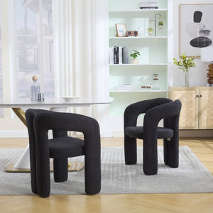 English Elm Contemporary Velvet Upholstered Barrel Accent Chair Set of 2 with Foam Seat, Steel Frame, Plush Upholstery Black W395P224763