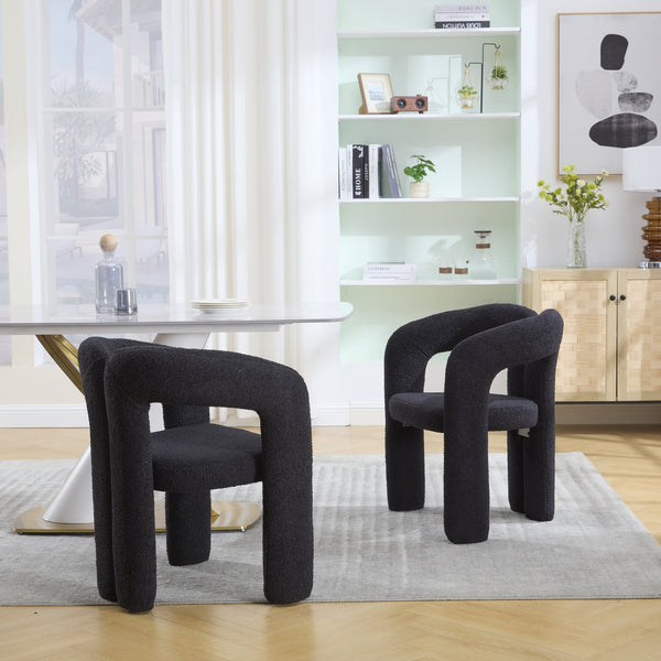 English Elm Contemporary Velvet Upholstered Barrel Accent Chair Set of 2 with Foam Seat, Steel Frame, Plush Upholstery Black W395P224763