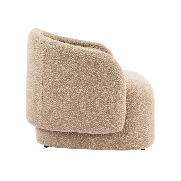 English Elm Amanda Sculptural Boucle Accent Chair Plush Cream Upholstery for Modern Living Spaces Espresso N767P381615E