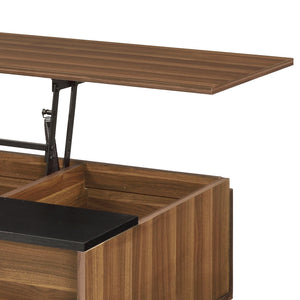 English Elm Avala Walnut & Black Lift-Top Coffee Table with 4 Compartments, Durable Melamine Top, Modern Legs B2726P251272