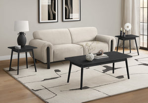 English Elm Table Set Three Piece Black Laminate with Solid Wood Legs Mid Century Living Room B2710P461894