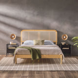 Queen Platform Bed with Rattan Headboard Insert Natural NRUB5CNA Walker Edison