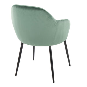 English Elm Dining Chairs Set of 2 Green Velvet Upholstered Seats with Tapered Black Metal Frame B202P471288