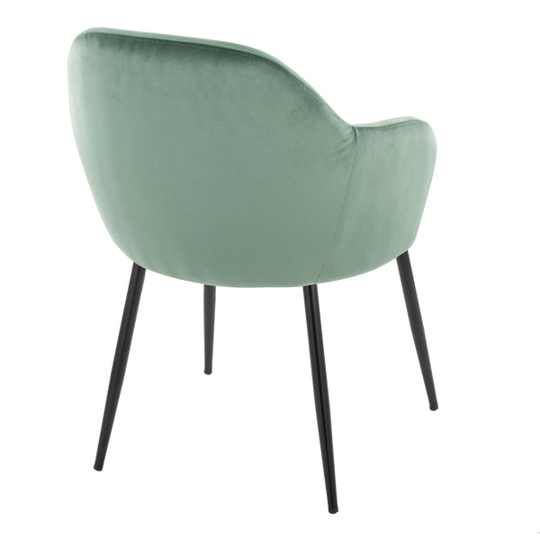 English Elm Dining Chairs Set of 2 Green Velvet Upholstered Seats with Tapered Black Metal Frame B202P471288