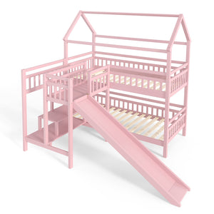 English Elm Full Bunk Bed with Trundle Bookshelf Storage Pine Frame Car Design for Kids W1580S00302