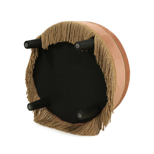 English Elm Jennifer Taylor Home - Yolanda 24" Round Velvet Ottoman - Plush Peach Orange With Gold Trim, Chic Accent For Any Room B2719P238164