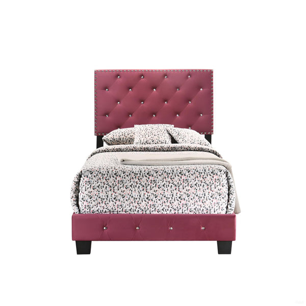 English Elm Charming Velvet Twin Bed with Hidden Storage Drawers, Casual Solid Frame, Easy Assembly Comfort Cherry 24.6 L x 44 W x 5.5 H B078108012
