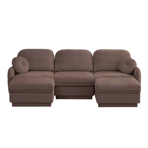 English Elm 105" Chenille U-shaped Sectional Sofa Deep Seat Cloud Couch with Movable Ottoman Rose Dust W714S01779