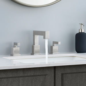 English Elm Brushed Nickel Waterfall Widespread Bathroom Faucet - Modern 2-Handle Vanity Sink Fixture Set T3177P277507
