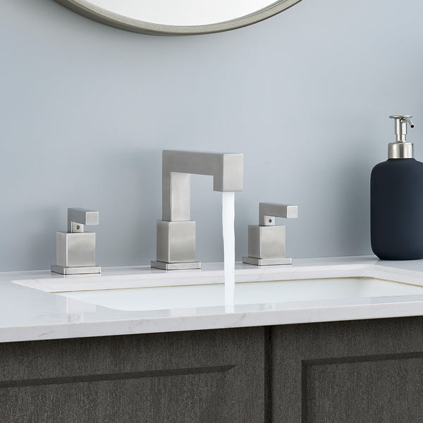English Elm Brushed Nickel Waterfall Widespread Bathroom Faucet - Modern 2-Handle Vanity Sink Fixture Set T3177P277507