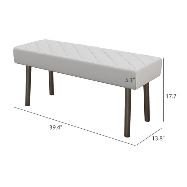 English Elm HOMCOM Upholstered Ottoman Bench 39.4" Faux Leather Diamond-Tufted Padded Seat Metal Legs Gray, Stable and Stylish W2225P229335