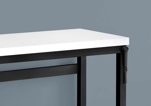 English Elm Computer Desk - Adjustable Standing Workstation, Modern White Laminate & Black Metal, Space-Saving Design B2710P219896