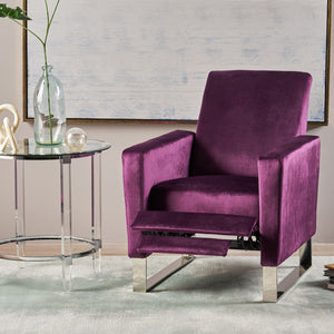 English Elm Christopher Knight Home® - Arvin Plush Push-Back Recliner with Stainless Steel Legs — Modern Fabric Comfort for Living Rooms Purple 65272.00NVLTEGGPL