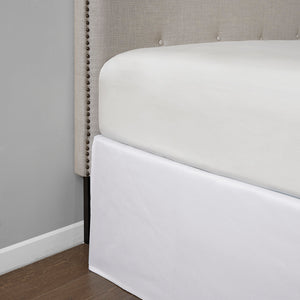 JLA Home Madison Park - Wrap Around Adjustable Bedskirt with 26" Drop, Non-Slip Band, Wrinkle-Resistant Fit for Neat Beds White MP11-5364
