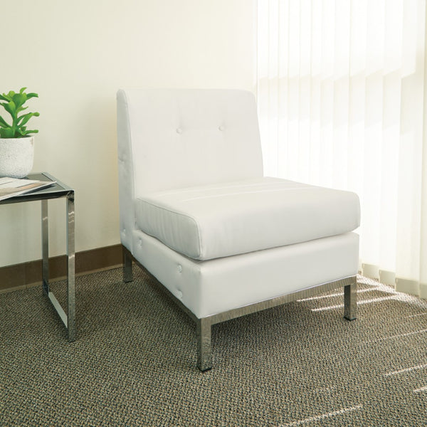 OSP Home Furnishings Wall Street Armless Chair White