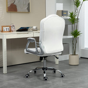 English Elm Vinsetto Home Office Chair, Velvet Computer Chair, Button Tufted Desk Chair With Swivel Wheels, Adjustable Height, and Tilt Function, White