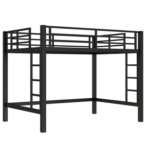 English Elm Full Metal Loft Bed with Sturdy Frame, Easy-Climb Ladder, Guardrails & Underbed Storage Space Black W1580P370678