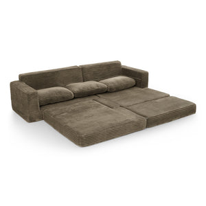 English Elm Right Modular Corduroy Sectional Sofa Converts to Queen Bed for Small Space Living W487S00361
