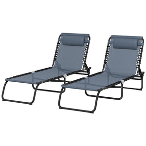 English Elm Outsunny Folding Chaise Lounge Chair – 4-Position Recline, Breathable Mesh, Portable & Rust-Resistant W2225P229491-GIGA