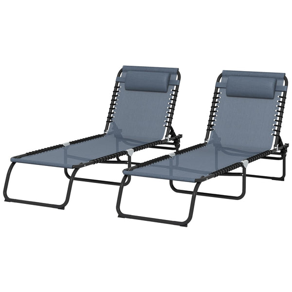 English Elm Outsunny Folding Chaise Lounge Chair – 4-Position Recline, Breathable Mesh, Portable & Rust-Resistant W2225P229491-GIGA