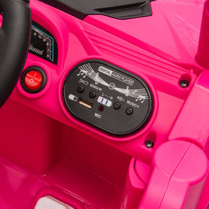 English Elm 12v Kids Electric Utv with 4-wheel Suspension Anti-collision Bar and 2-hour Battery Pink W1578P343328