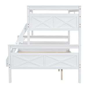 English Elm Twin Twin-over-Full Bunk Bed with Attached Ladder and Full-Length Guardrails for Safe Space-Saving Sleep White SM000118AAK-1