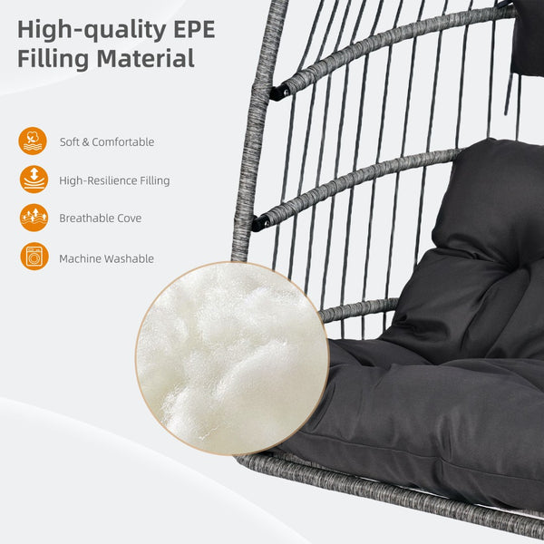 English Elm Outdoor Egg Swing Chair With Removable Cushions - Stylish, Weather-Resistant, And Easy Storage! W2500P364233-GIGA