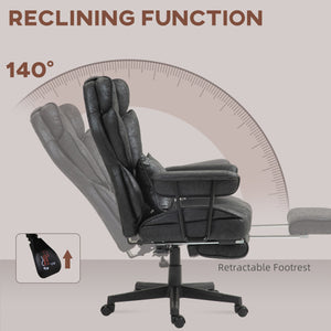 English Elm Homcom Big And Tall Executive Office Chair With Footrest, Lumbar Support, And Recline - Black W2225P250011