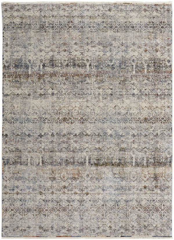 Feizy Rugs Kaia Luxurious Transitional Area Rug - Durable, Fade-resistant Soft Touch Design For High Traffic Homes Tan,Ivory,Blue Polypropylene,Viscose,Polyester Kai39glfgry000e27