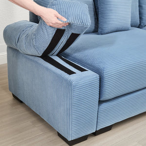 English Elm 170"Oversized Modular L-Shape Sectional Couch With Ottoman, 12 Pillows, Soft Corduroy & Ergonomic Comfort W714S01354