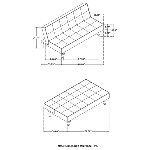 English Elm Joel Black Tufted Convertible Sofa Bed with Plush Upholstery, Metal Legs, Modern Durable Comfort B062P344955