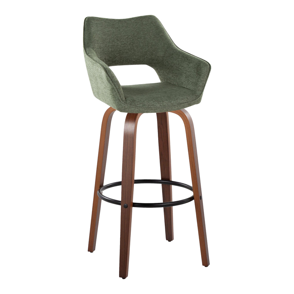 English Elm 30" Swivel Barstools Set of 2 Walnut Bentwood Sage Green Upholstered Kitchen Bar B202S00630