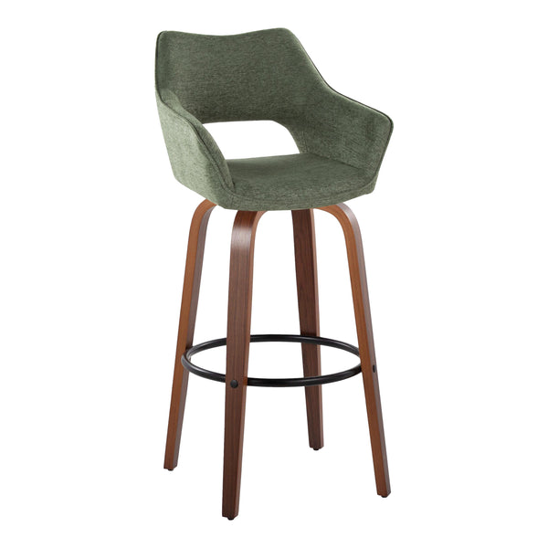 English Elm 30" Swivel Barstools Set of 2 Walnut Bentwood Sage Green Upholstered Kitchen Bar B202S00630