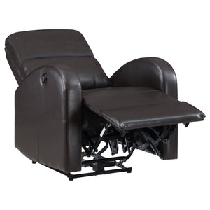 English Elm Meglia Brown Power Recliner Chair with Faux Leather Upholstery, Smooth Button Controls for Comfort B062P299796
