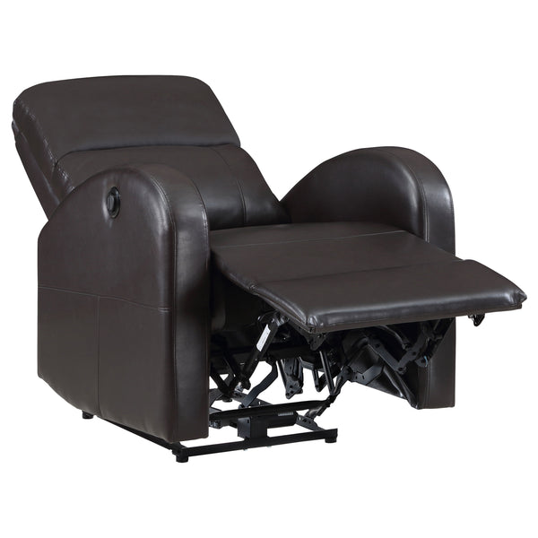 English Elm Meglia Brown Power Recliner Chair with Faux Leather Upholstery, Smooth Button Controls for Comfort B062P299796