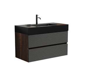 English Elm Grace 36" Walnut Bathroom Vanity With Matte Black Sink & Soft-Closing Drawers For Modern Elegance W1865S00087-GIGA